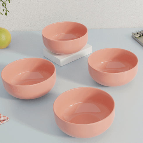 Pink Marble Ceramic Bowl Set Of 4 - The Earth Store - Bowl