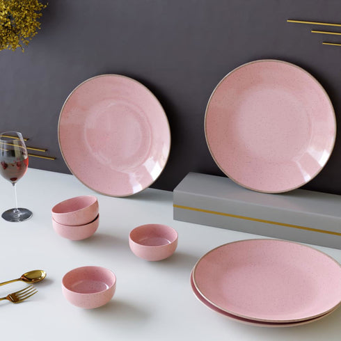 Pink Marble Ceramic Dinner Set - 8 pieces - The Earth Store - Dinnerware