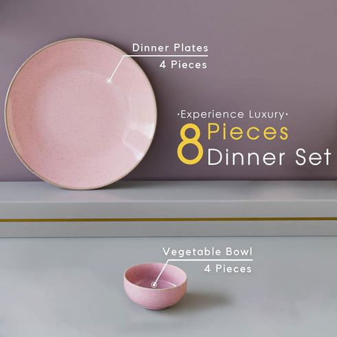 Pink Marble Ceramic Dinner Set - 8 pieces - The Earth Store - Dinnerware