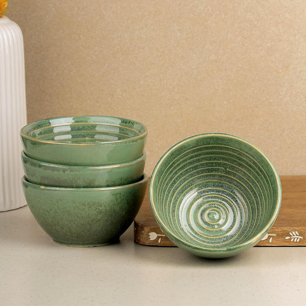 Sage Green Ceramic Snack Bowl Set of 4 (400ML) - The Earth Store - Bowls
