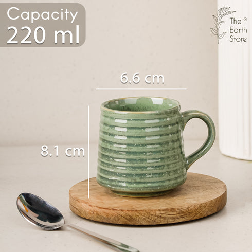 Sage Green Ceramic Bowls and Tea Cup Combo | Microwave and Dishwasher Safe