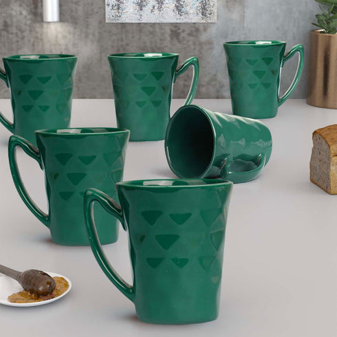 Conical Teal Diamond Coffee Mug Set Of 6 - The Earth Store - Mug Set