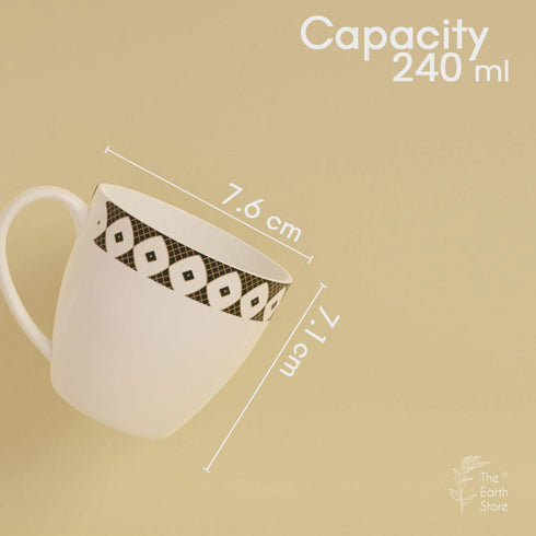 Set Of 6 Opal White Bone China Tea Cup - The Earth Store - Tea Cups