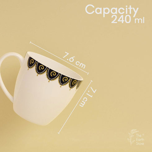 Royal White Bone China Tea Cup Set Of 6 - The Earth Store - Tea Cups