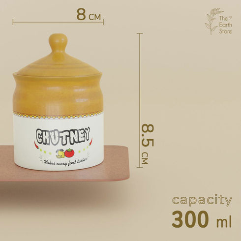 Ceramic Pickle Jar with Lid - 300ML (Set of 3) - The Earth Store - Multipurpose Jars