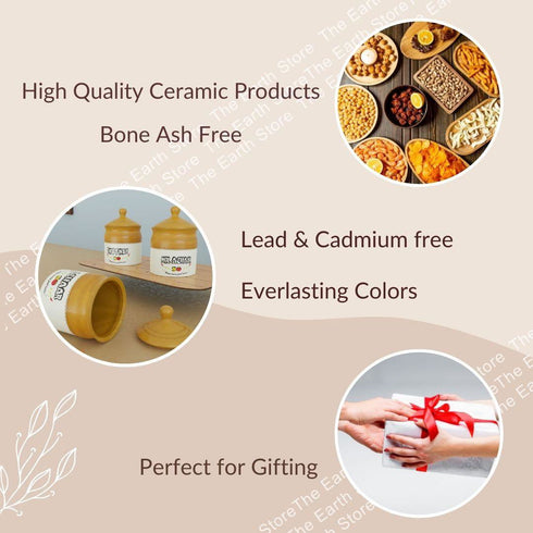 Ceramic Pickle Jar with Lid - 300ML (Set of 3) - The Earth Store - Multipurpose Jars