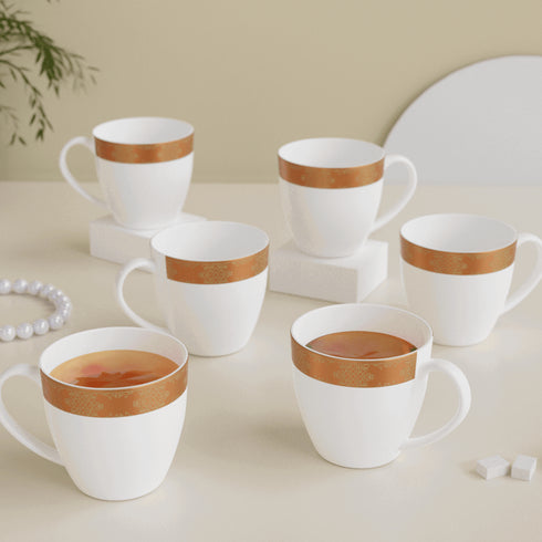 Floral White Bone China Tea Cup Set of 6 - The Earth Store - Tea Cups