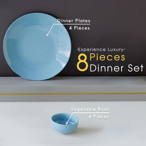 Sky Blue Marble Ceramic Dinner Set - 8 pieces - The Earth Store - Dinnerware