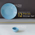 Sky Blue Marble Ceramic Dinner (Set of 12) - The Earth Store - Dinnerware