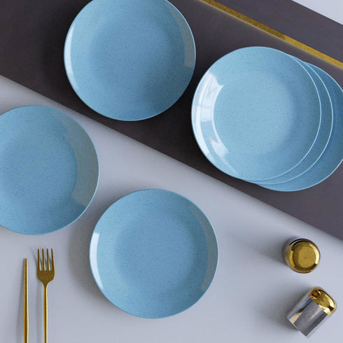 Sky Blue Marble Ceramic Set of 6 Dinner Plates - The Earth Store - Dinnerware