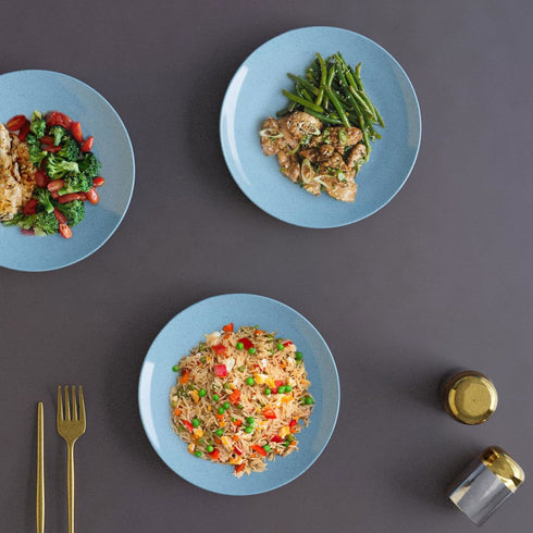 Sky Blue Marble Ceramic Set of 6 Dinner Plates - The Earth Store - Dinnerware