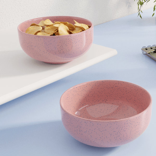 Solid Pink Ceramic Bowl Set Of 2 - The Earth Store - Bowl