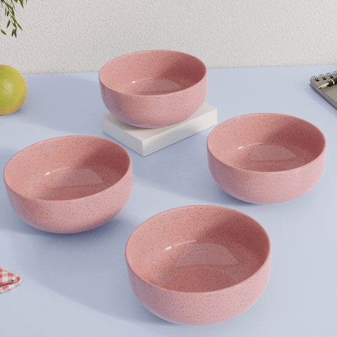 Solid Pink Ceramic Bowl Set Of 4 - The Earth Store - Bowl
