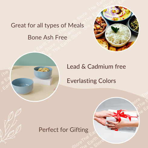 Solid Sky Blue Ceramic Bowl Set Of 2 - The Earth Store - Bowl