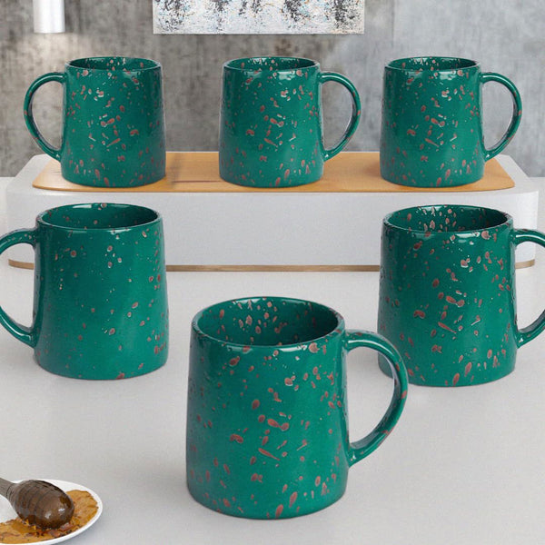 Speckle Ceramic Coffee Mug - Green (Set of 6) - The Earth Store - Mug Set