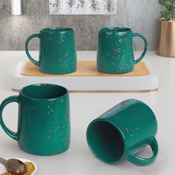 Speckle Green Ceramic Coffee Mug (Set of 4) - The Earth Store - Mug Set