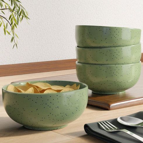Spiral Green Ceramic Bowl Set Of 4 - The Earth Store - Bowl
