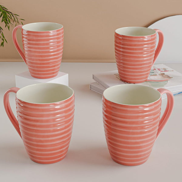 Spiral Pink Ceramic Coffee Mug (Set of 4) - The Earth Store - Mugs