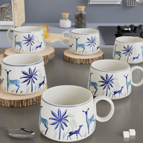 Stag Blue Tea Cups (Set of 6) - The Earth Store - Cup Sets