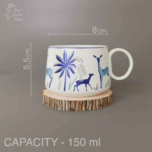 Stag Blue Tea Cups (Set of 6) - The Earth Store - Cup Sets