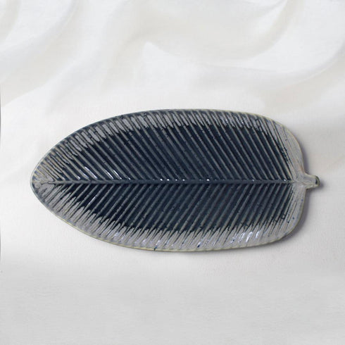 Studio Pottery Blue Leaf Platter - The Earth Store - platter & dip