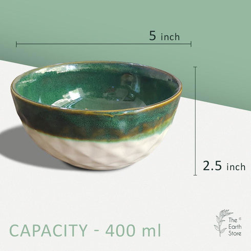 Studio Pottery DT White Green Snacks Bowls (Set of 2) - The Earth Store - Bowl