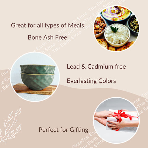 Studio Pottery Green Ceramic Snack Bowls Set of 2 - The Earth Store - Bowl