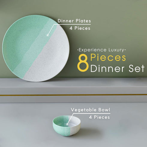 TT Green Matte Ceramic Dinner Set - 8 pieces - The Earth Store - Dinnerware