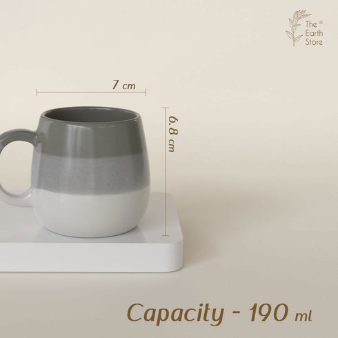 Tritone Brown Grey Ovule Shape Tea Cups Set of 6 - The Earth Store - Cup Sets