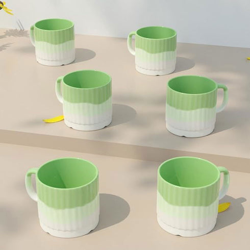 Tritone Green Fringe Tea Cups Set of 6 - The Earth Store - Cup Sets