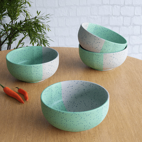 Tritone Green Matte 150ml Ceramic Bowl Set Of 4 - The Earth Store - Bowl