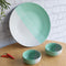 Tritone Green Matte Ceramic Dinner Plate with 2 Serving Bowl - The Earth Store - Dinnerware