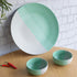 Tritone Green Matte Ceramic Dinner Plate with 2 Serving Bowl - The Earth Store - Dinnerware