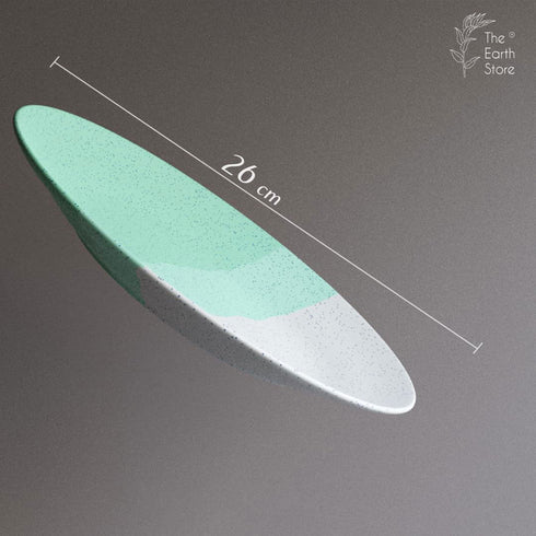 Tritone Green Matte Ceramic Dinner Plate with Serving Bowl - The Earth Store - Dinnerware