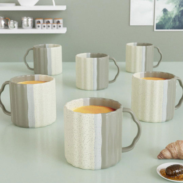 Tritone Grey Frontier Tea Cup Set of 6 - The Earth Store - Cup Sets