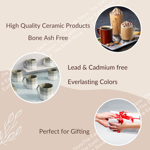 Tritone Metallic Grey Frontier Tea Cups Set of 6 - The Earth Store - Cup Sets