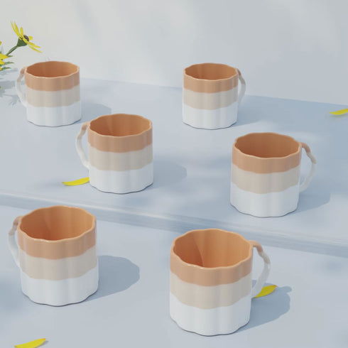 Tritone Orange Frontier Tea Cups Set of 6 - The Earth Store - Cup Sets