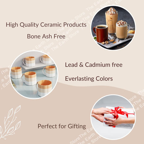 Tritone Orange Frontier Tea Cups Set of 6 - The Earth Store - Cup Sets