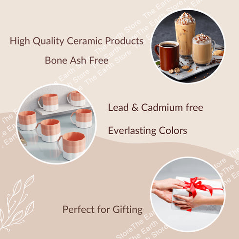 Tritone Pink Frontier Tea Cups Set of 6 - The Earth Store - Cup Sets