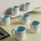 Tritone Sky Blue Fringe Tea Cups Set of 6 - The Earth Store - Cup Sets