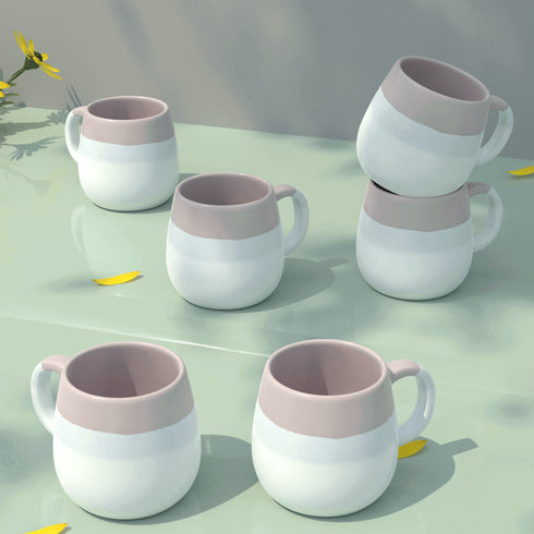 Tritone Tuscany Ovule Shape Tea Cups Set of 6 - The Earth Store - Cup Sets