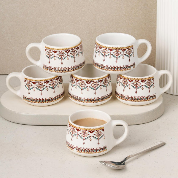 Turkish Ceramic Tea Cup Set of 6, 150 ML - The Earth Store - Tea Cups