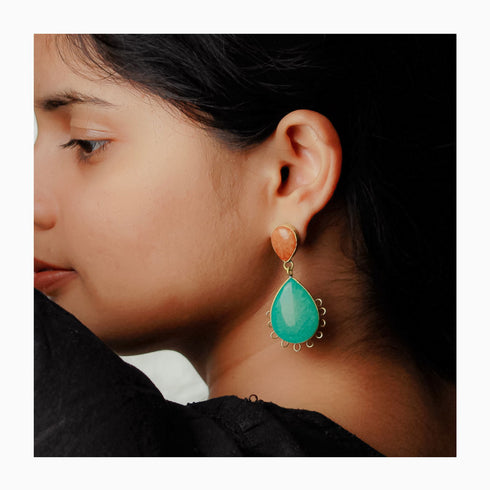 Vibrant Coral Drop Earrings - The Earth Store - Fashion Accessories