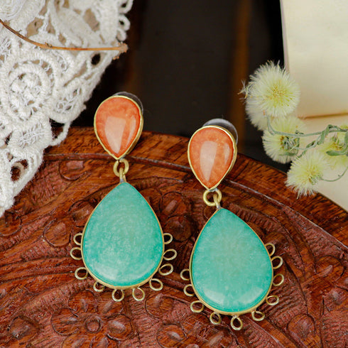 Vibrant Coral Drop Earrings - The Earth Store - Fashion Accessories