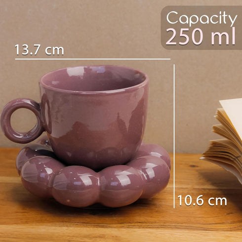 Violet Bubble Coffee Cup with Saucer Set of 2 - The Earth Store - Tea Cups