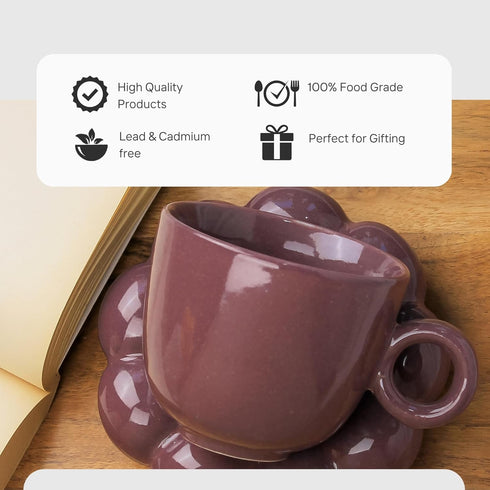 Violet Bubble Coffee Cup with Saucer Set of 2 - The Earth Store - Tea Cups