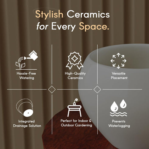 White 5.9 Inch Ceramic Planter Set of 1 - The Earth Store - Planter