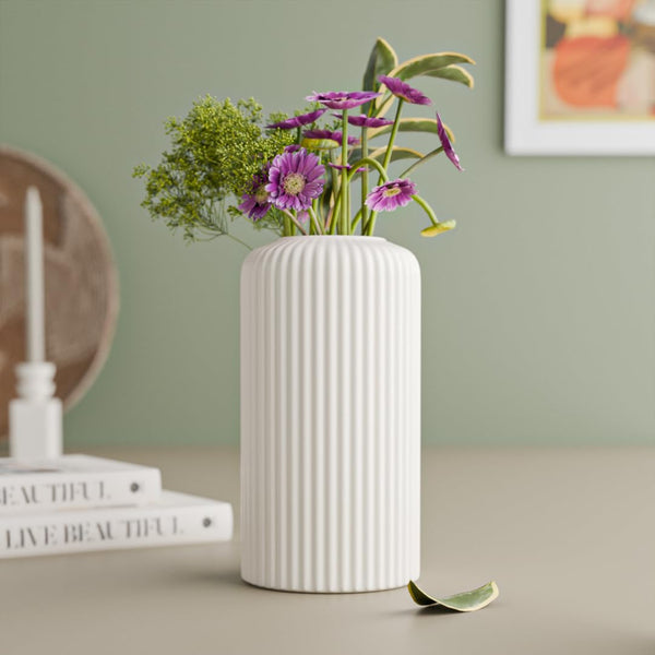 White Fringe Ceramic Vase - The Earth Store - Vase