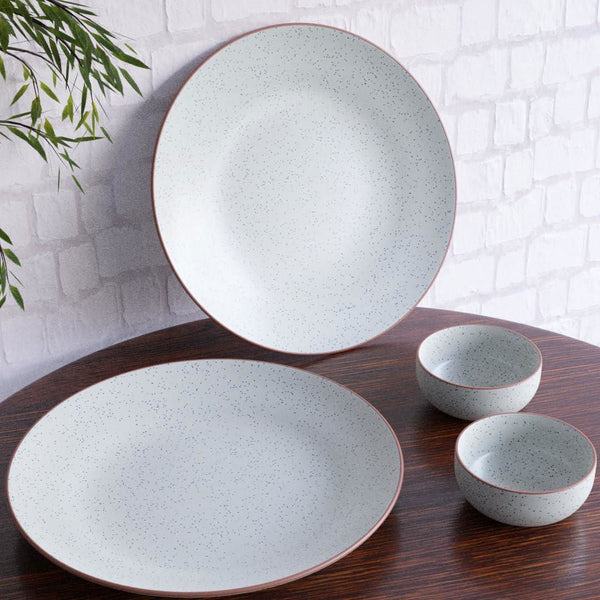 White Matte Brown Ceramic Dinner Plate Set of 2 - The Earth Store - Dinnerware