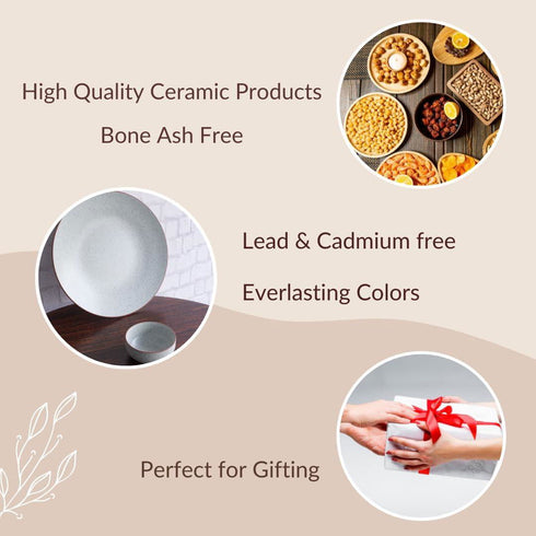 White Matte Brown Ceramic Dinner Plate Set of 2 - The Earth Store - Dinnerware